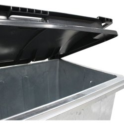 Engels St�lcontainer 770L med plastl�g og 4 hjul