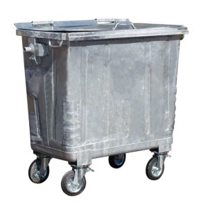 Engels St�lcontainer 770L med fladt st�ll�g og 4 hjul