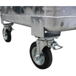 Engels St�lcontainer 660L med dobbeltv�gs plastl�g og 4 hjul