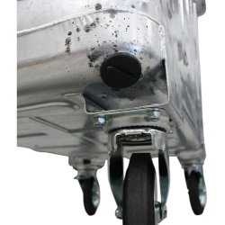 Engels St�lcontainer 660L med dobbeltv�gs plastl�g og 4 hjul