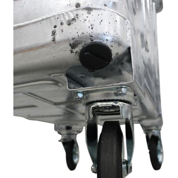 Engels St�lcontainer 660L med dobbeltv�gs plastl�g og 4 hjul