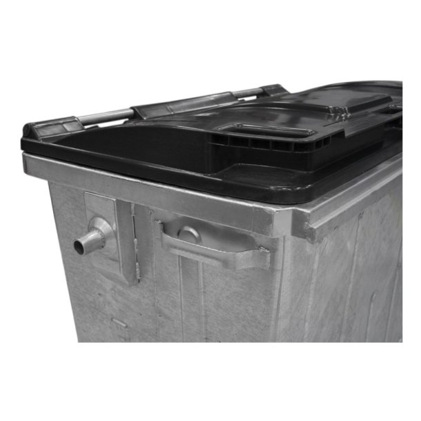 Engels St�lcontainer 660L med plastl�g og 4 hjul