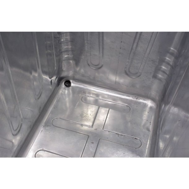 Engels St�lcontainer 660L med plastl�g og 4 hjul