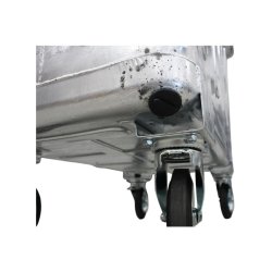 Engels St�lcontainer 660L med plastl�g og 4 hjul