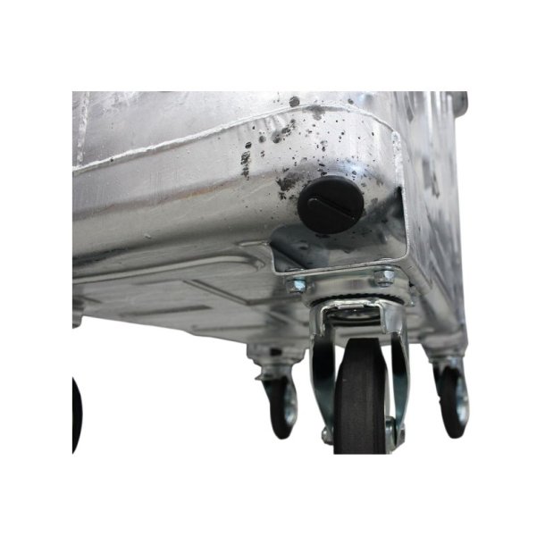 Engels St�lcontainer 660L med plastl�g og 4 hjul