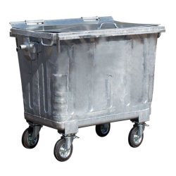 Engels St�lcontainer 660L med faldt st�ll�g og 4 hjul