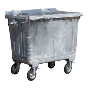 Engels St�lcontainer 660L med faldt st�ll�g og 4 hjul