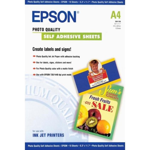 Epson Fotopapir - A4 - Matte - Selvklbende - 167g - 10 ark