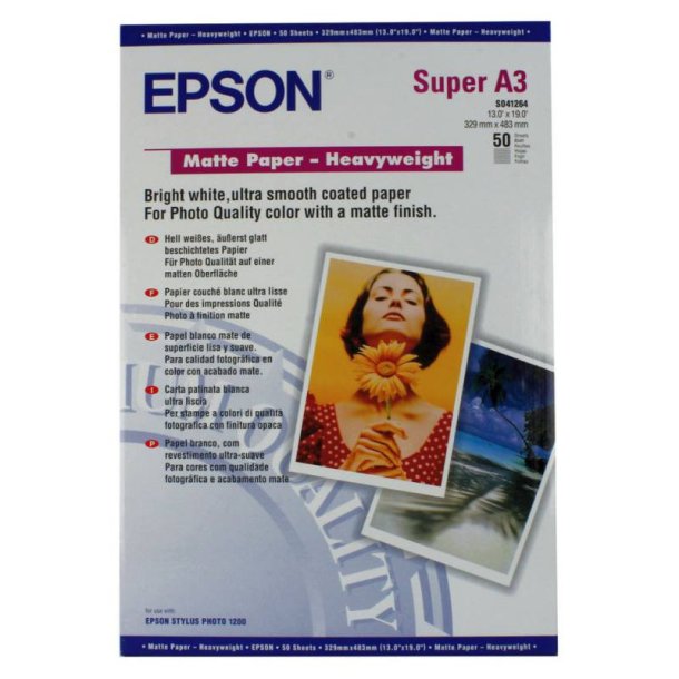 Epson Fotopapir - A3+ - Heavyweight matte - 167g - 50 ark