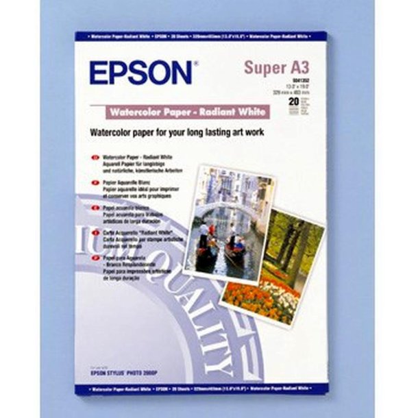 Epson A3+ Watercolor Paper - Radiant White - DIN A3+ - 190 g/m&sup2; - 20 ark