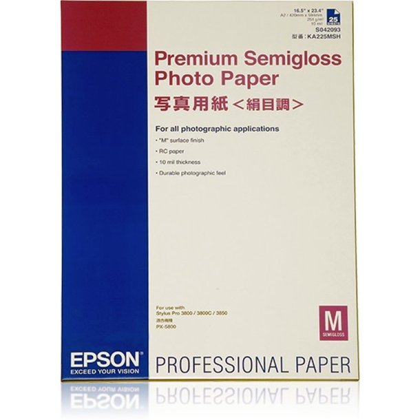 Epson A2 Premium Semigloss Foto papir - Semi-Glossy - 420mm x 594mm - 251 g/m&sup2; - 25 ark fotopapir