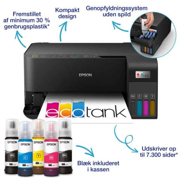 Epson EcoTank ET-2830 - A4 - Farve - Blk - genopfyldelig - MFP printer