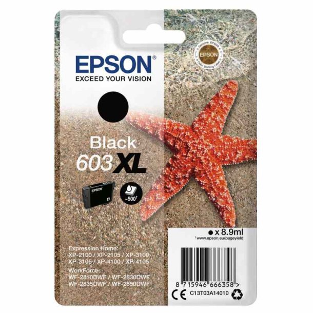 Epson original blkpatron T603XL - Sort XL - 8,9 ml - 603XL Sstjerne