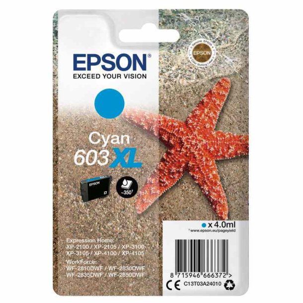 Epson original blkpatron T603XL - Cyan XL - 4 ml - 603XL Sstjerne