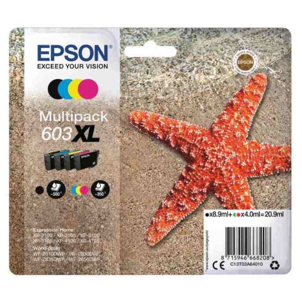 Epson original blkpatron T603XL Multipack - S/C/M/Y XL - 8,9/4ml - 603XL Sstjerne