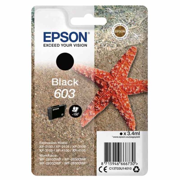 Epson original blkpatron T603 - Sort - 3.4 ml - 603 Sstjerne