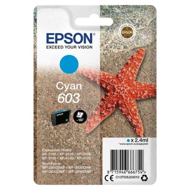 Epson original blkpatron T603 - Cyan - 2.4 ml - 603 Sstjerne