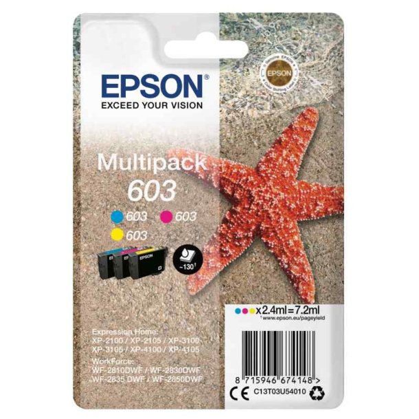 Epson original blkpatron T603 Multipack - Cyan, Magenta, Yellow - 2,4ml - 603 Sstjerne