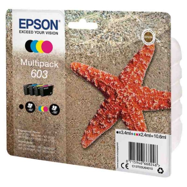 Epson original blkpatron T603 Multipack - Sort, Cyan, Magenta, Yellow - 3,4/2,4ml - 603 Sstjerne