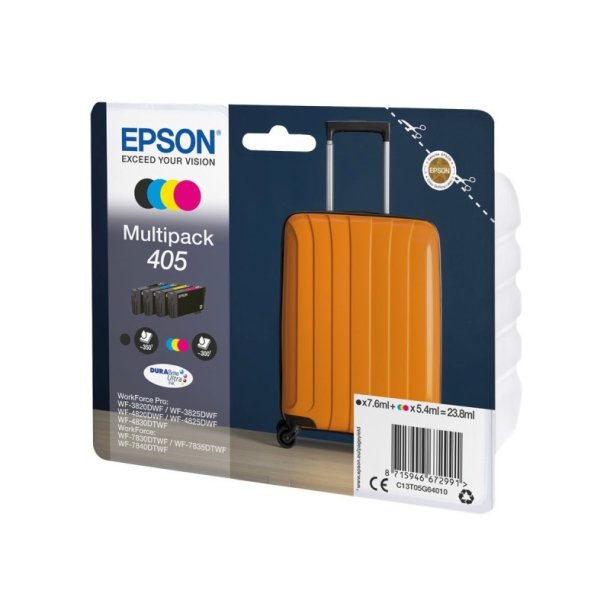 Epson original blkpatron T405 Multipack&nbsp;- Sort, Cyan, Magenta, Yellow - 6,1/4,2 ml - 405 Kuffert