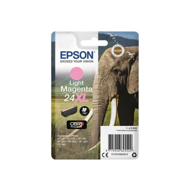 Epson original blkpatron T24XL - Lys Magenta - 9,8 ml - 24XL Elefant