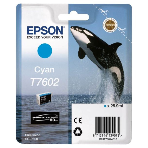 Epson original blkpatron T760 - Cyan - 25,9 ml - UltraChrome HD