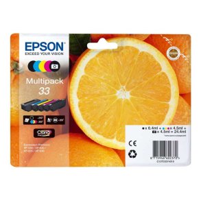 Epson original bl�kpatron T33 Multipack - S/C/M/Y, Foto-Sort - 6,4/4,5 ml - 33 Appelsin