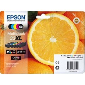 Epson original bl�kpatron T33XL Multipack - S/C/M/Y, Foto-Sort - 12,2/8,1/8.9 ml - 33XL Appelsin