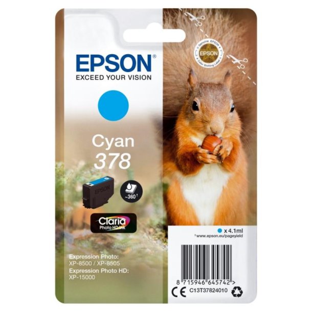 Epson original blkpatron T378 - Cyan - 4,1 ml - 378 Egern