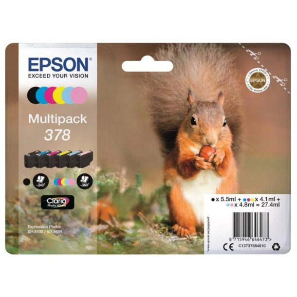 Epson original blkpatron T378 Multipack - S/C/M/Y, Lys M, Lys C - 5,5/4,1/4,8 ml - 378 Egern