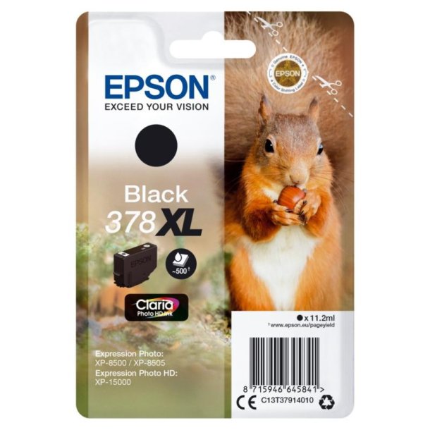 Epson original blkpatron T378XL - Sort XL - 11,2 ml - 378XL Egern