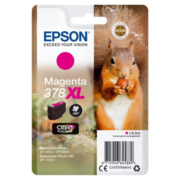 Epson original blkpatron T378XL - Magenta XL - 9,3 ml - 378XL Egern