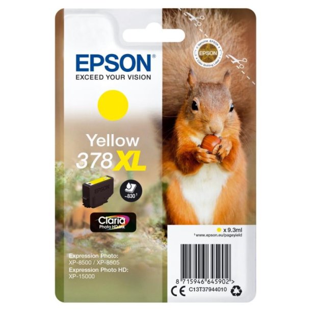 Epson original blkpatron T378XL - Yellow XL - 9,3 ml - 378XL Egern