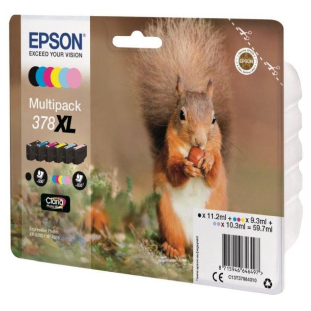 Epson original blkpatron T378XL Multipack - S/C/M/Y, Lys M, Lys C - 11,2/9,3/10,3 ml - 378XL Egern