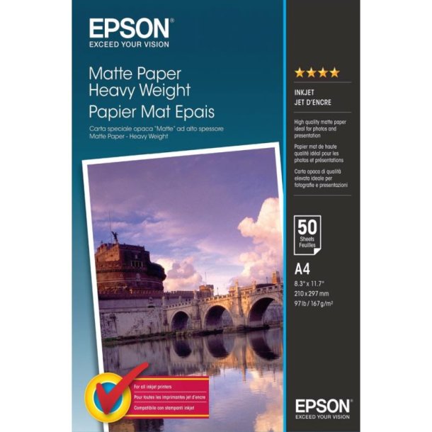 Epson Fotopapir - A4 - Heavyweight matte - 167g - 50 ark