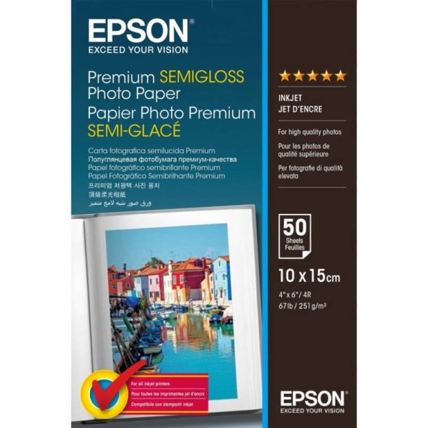 Epson Fotopapir - 10x15 cm - Premium Semigloss - 251g - 50 ark