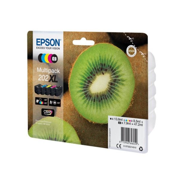 Epson original blkpatron T202XL - multipack XL - S/C/M/Y, Foto-Sort - 13,5/8,5/7,9 - 202XL Kiwi