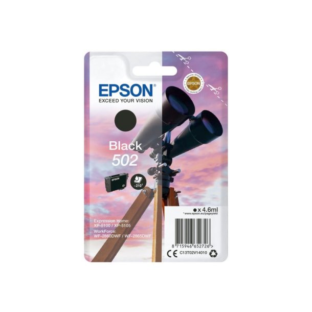 Epson original blkpatron T502 - Sort - 4,6 ml - 502 Kikkert