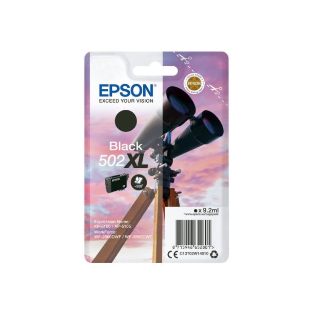 Epson original blkpatron T502XL - Sort XL - 9,2 ml - 520XL Kikkert