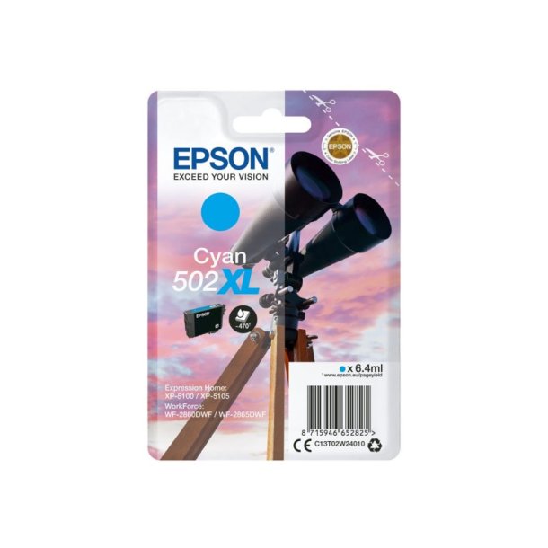 Epson original blkpatron T502XL - Cyan XL - 6,4 ml - 520XL Kikkert