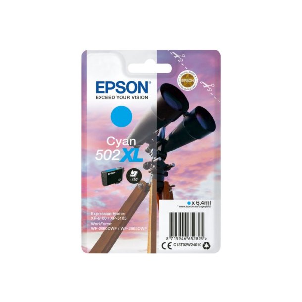 Epson original blkpatron T502XL - Cyan XL - 6,4 ml - 520XL Kikkert