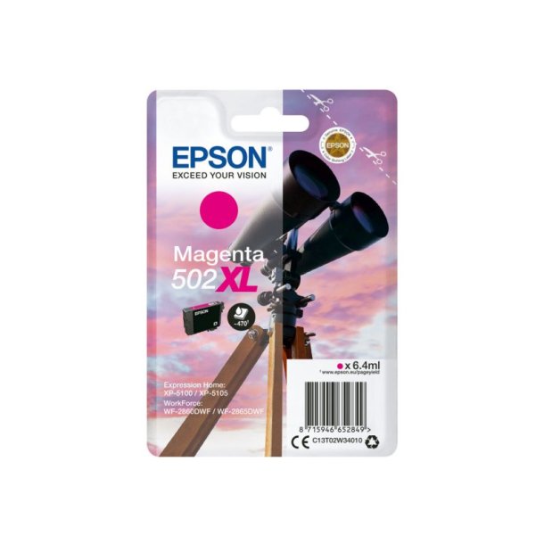 Epson original blkpatron T502XL - Magenta XL - 6,4 ml - 520XL Kikkert