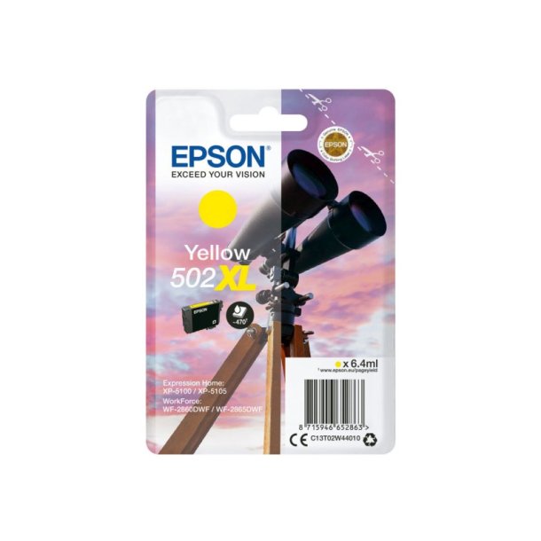 Epson original blkpatron T502XL - Yellow XL - 6,4 ml - 520XL Kikkert