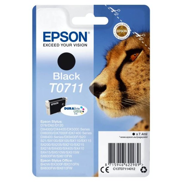 Epson original blkpatron T071 - Sort - 7,4 ml - 071 Gepard