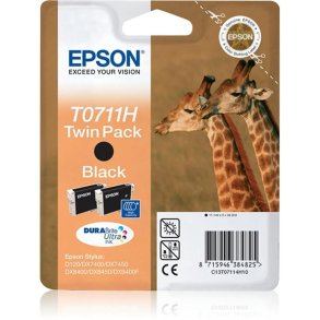 Epson original bl�kpatron T071 H Twinpack- Sort - 2x 11,1 ml - 071 Gepard