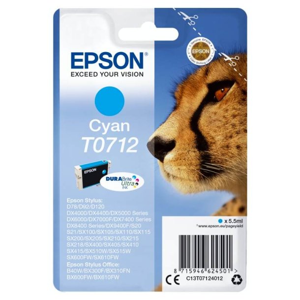 Epson original blkpatron T071 - Cyan - 5,5 ml - 071 Gepard