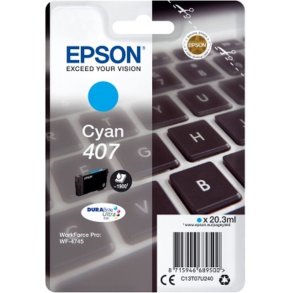 Epson original bl�kpatron 407 - Workforce WF-4745/4750 - Cyan L - 1.900 sider