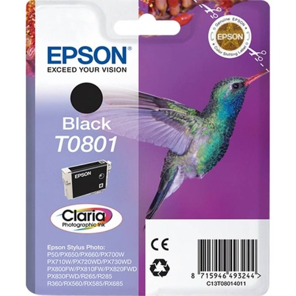 Epson original blkpatron T080 - Sort - 7,4 ml - 080 Kolibri