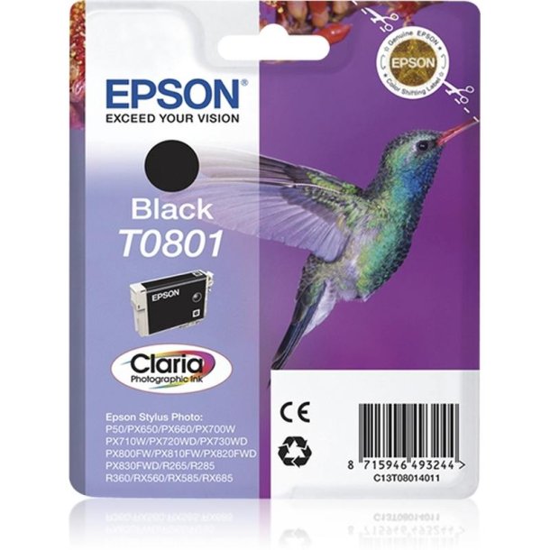 Epson original blkpatron T080 - Sort - 7,4 ml - 080 Kolibri