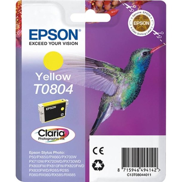 Epson original blkpatron T080 - Yellow - 7,4 ml - 080 Kolibri